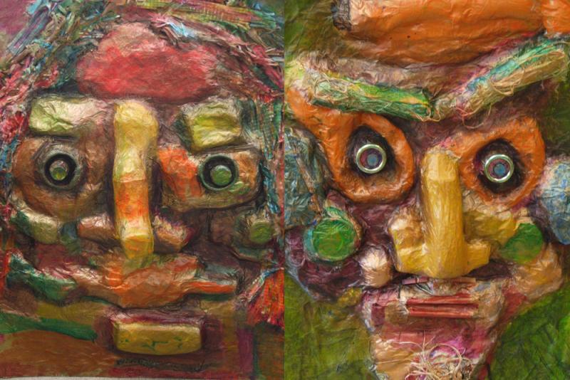 Portrait en papier mâché - Modelage des détails