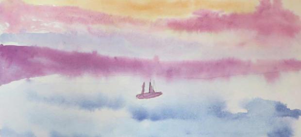 Paysage à l'aquarelle